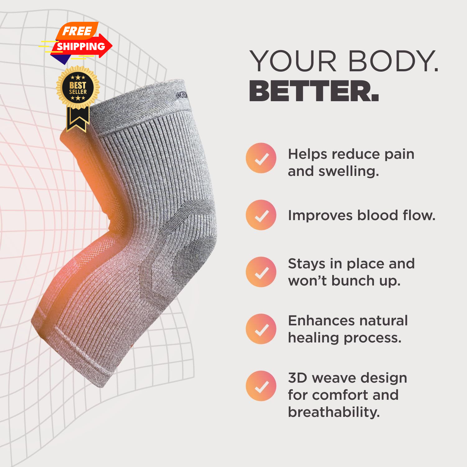 Incrediwear Knee Sleeve – Braces for Pain, Joint Pain X-Large, Grey