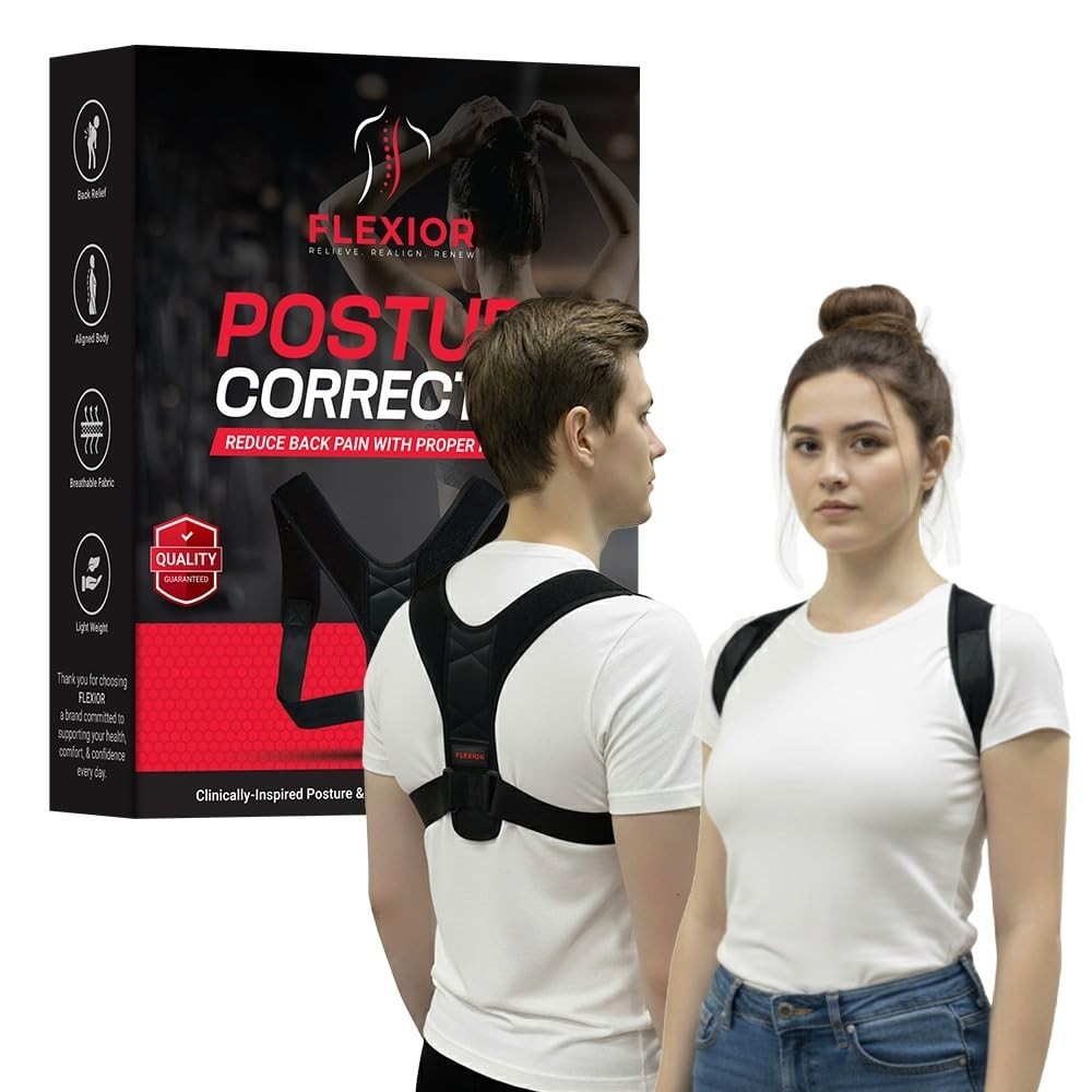 FLEXIOR Posture Corrector for Women and Men, Adjustable Back braces for Upper &
