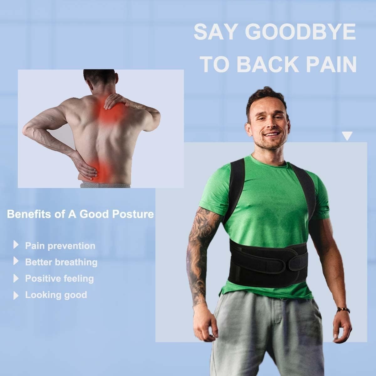 Adjustable Back Brace Posture Corrector for Men & Women – Breathable Lumbar Supp