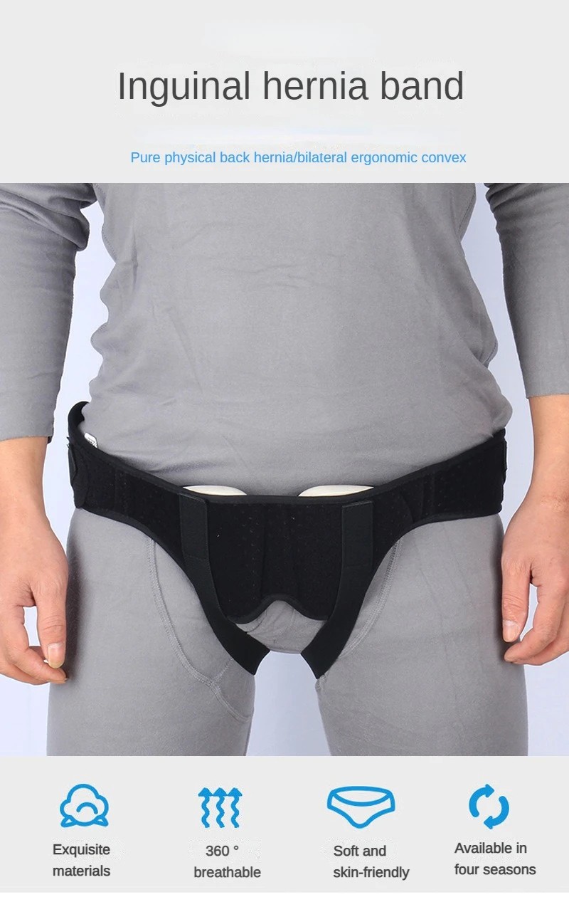 Intestinal Hernia Fixation Belt, Machine Washable Black PU Foam Pad Breathable M