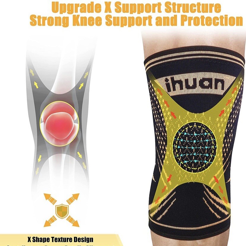 2 Knee Brace Sleeve Compression Support Sport Gym Joint Pain Arthritis Relief M