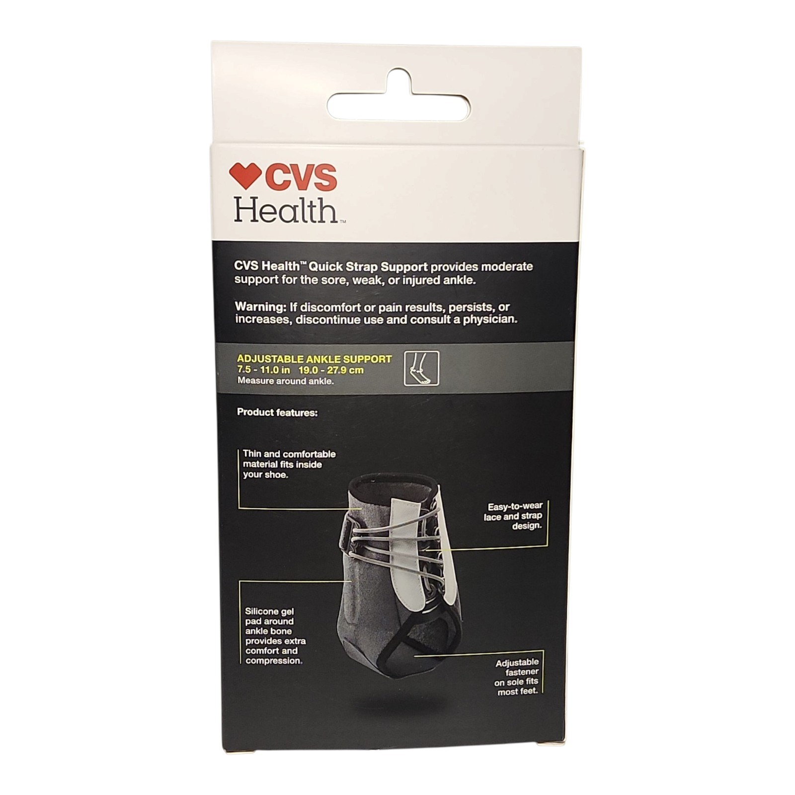 CVS Health Moderate Support Ankle Quick Strap Support One Size New