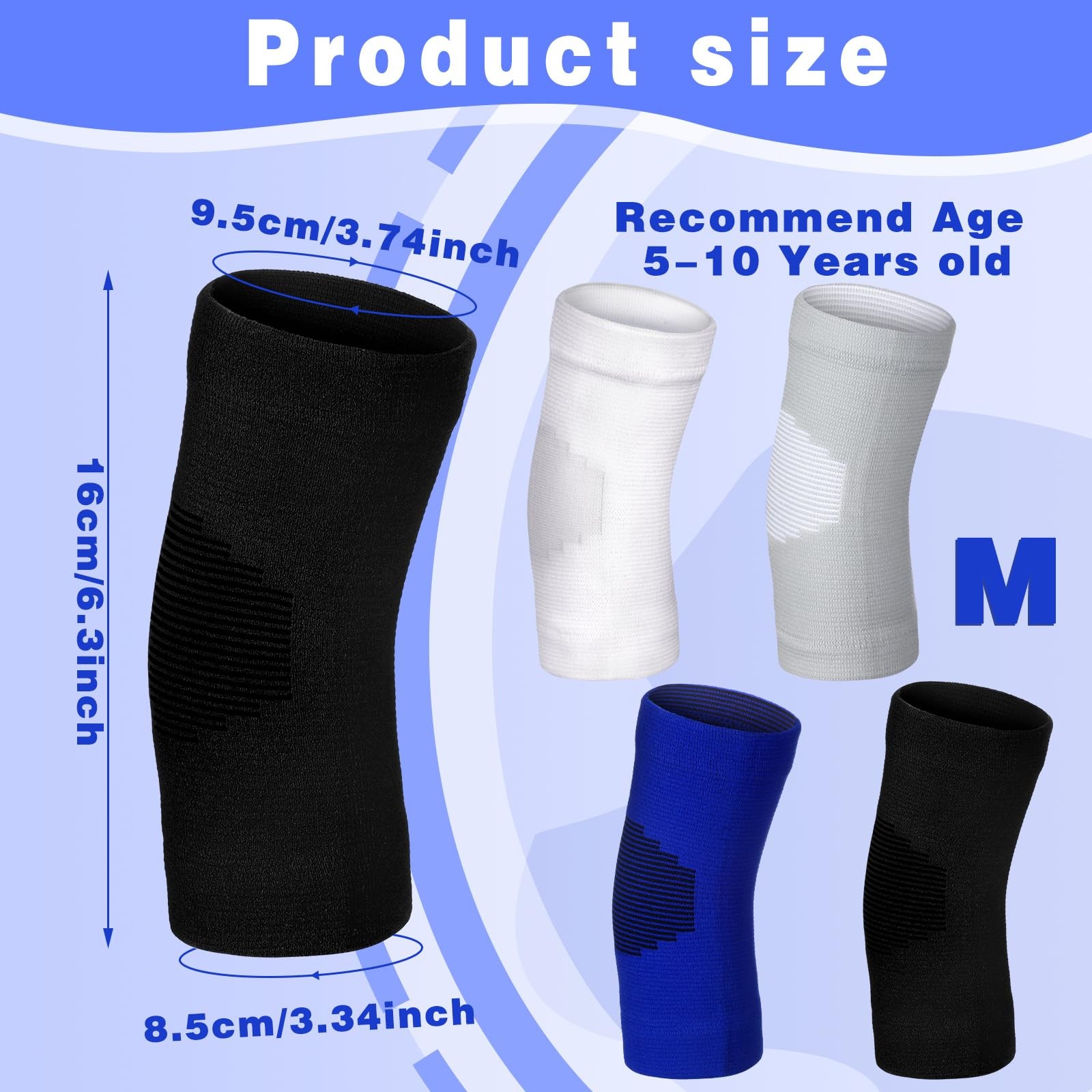 4 Pairs Kids Elbow Brace Compression Arm Sleeve Knit Guard Gym Protector