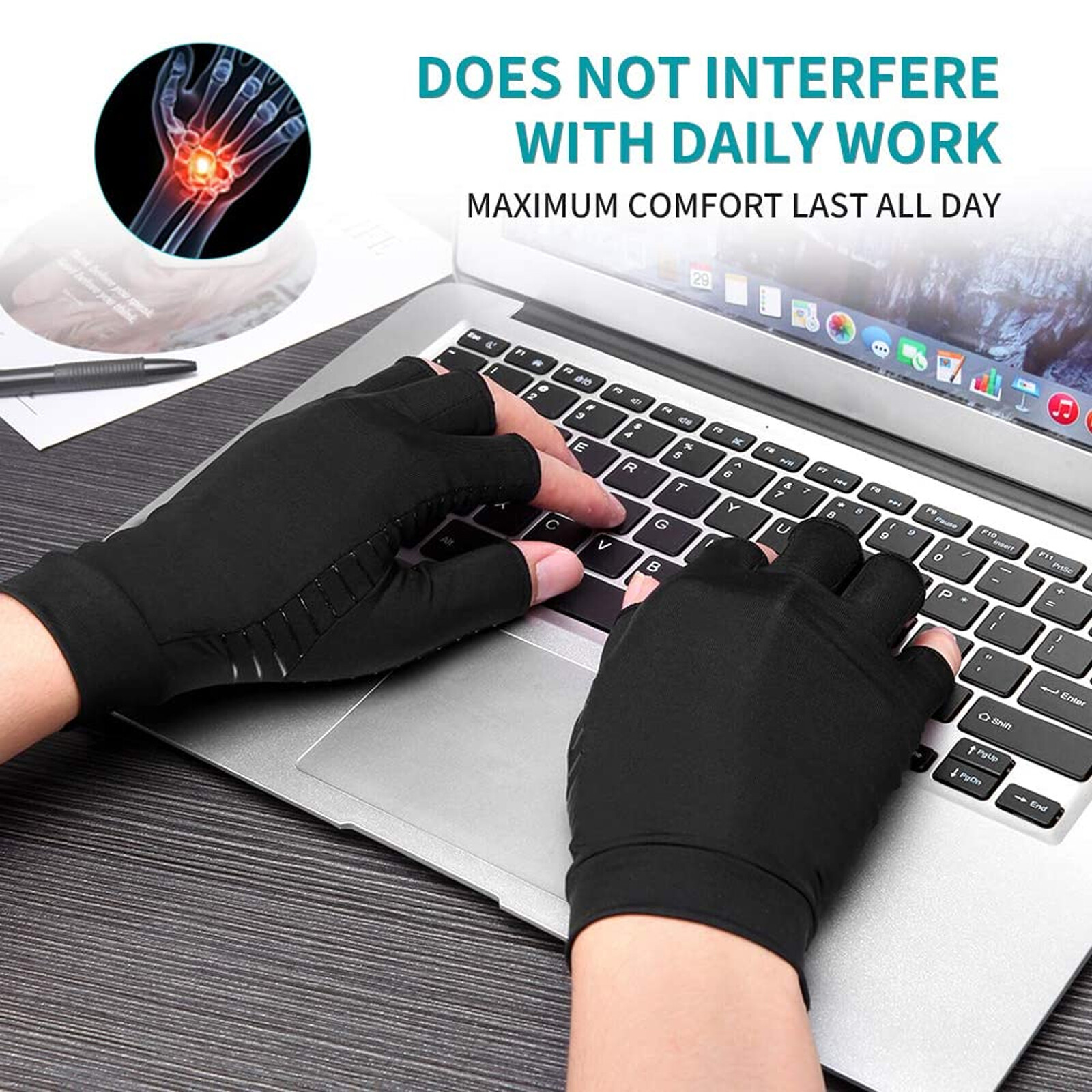 Copper Compression Arthritis Gloves Men Women Half Finger Pain Relief Gloves