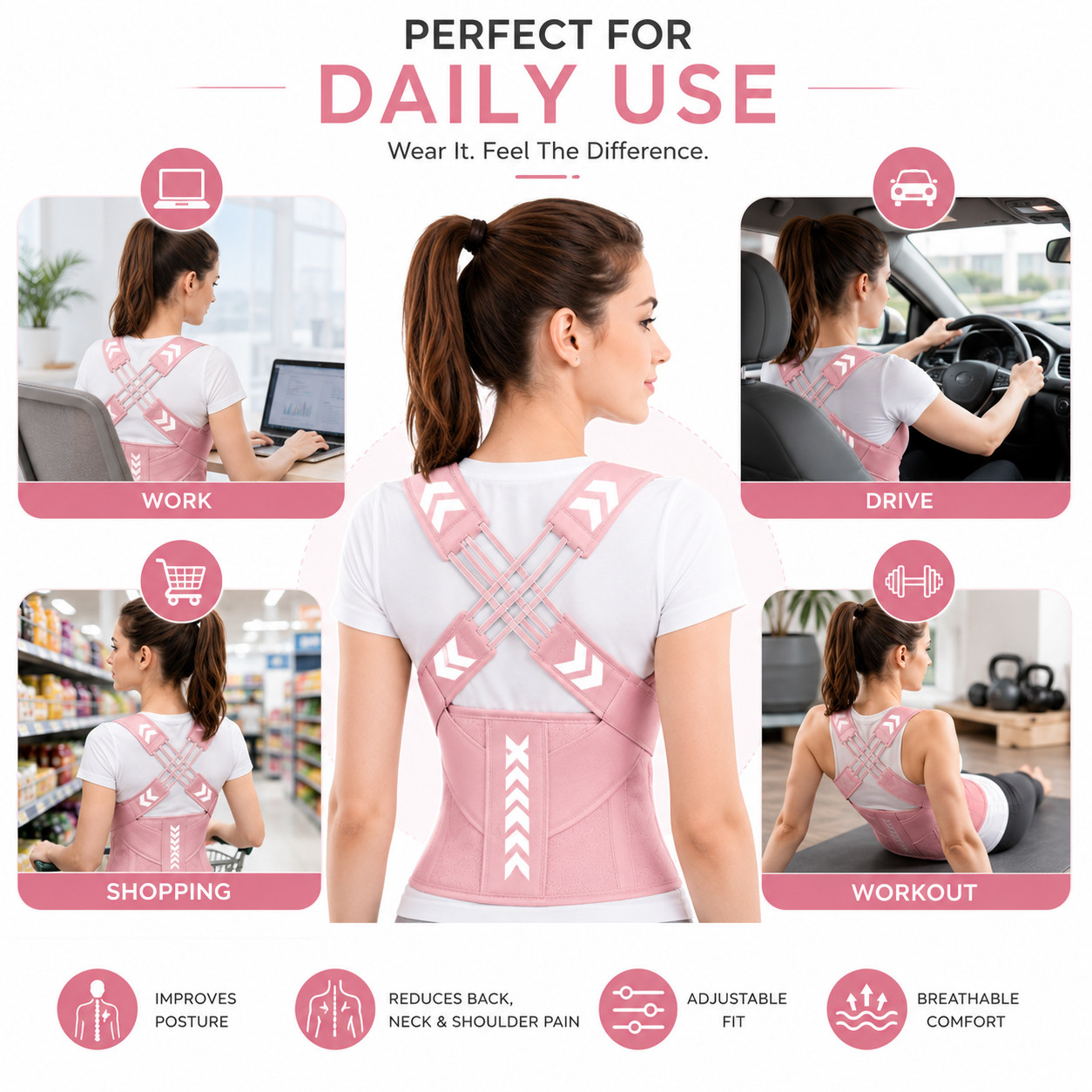 Back Brace Posture Corrector for Women and Men, Shoulder Straightener Adjustable