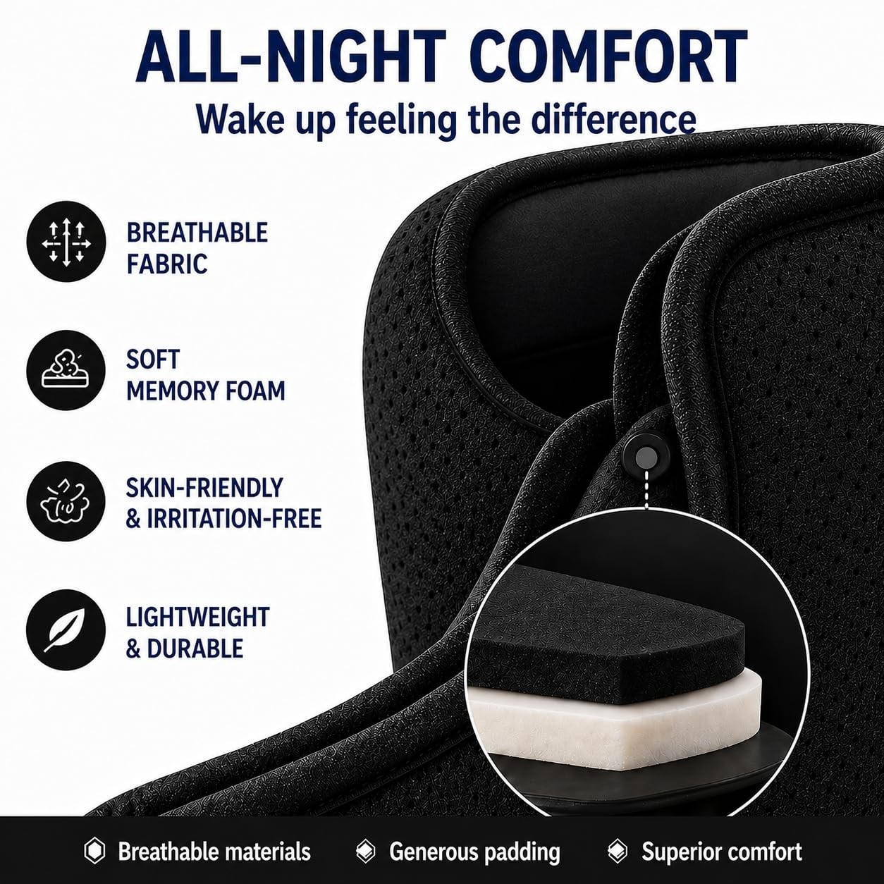 Plantar Fasciitis Night Splint Foot Brace Adjustable Memory Foam Heel Support