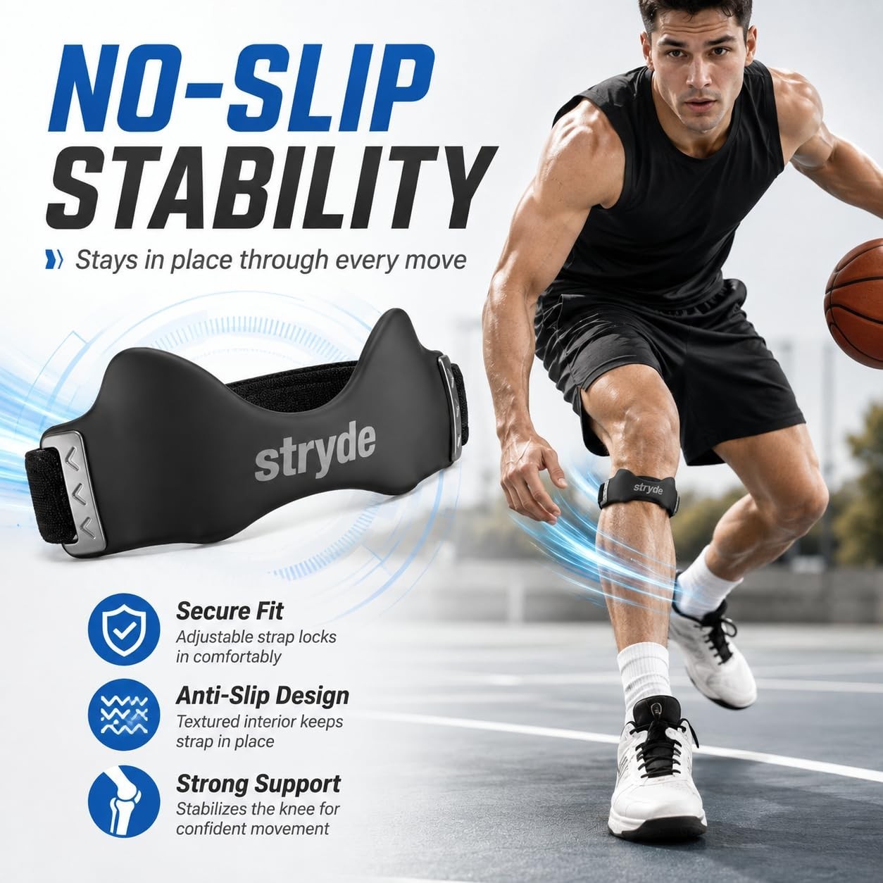 Stryde Precision Knee Strap – Premium Stryde Knee Strap with Silicone Lock-Po…