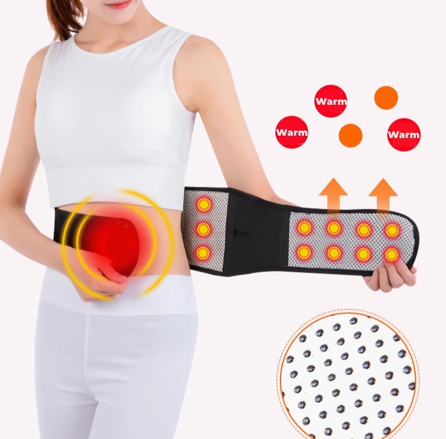 Magnetic Self Heating Back Brace Lumbar Support Belt Lower Waist Warm Pad Men