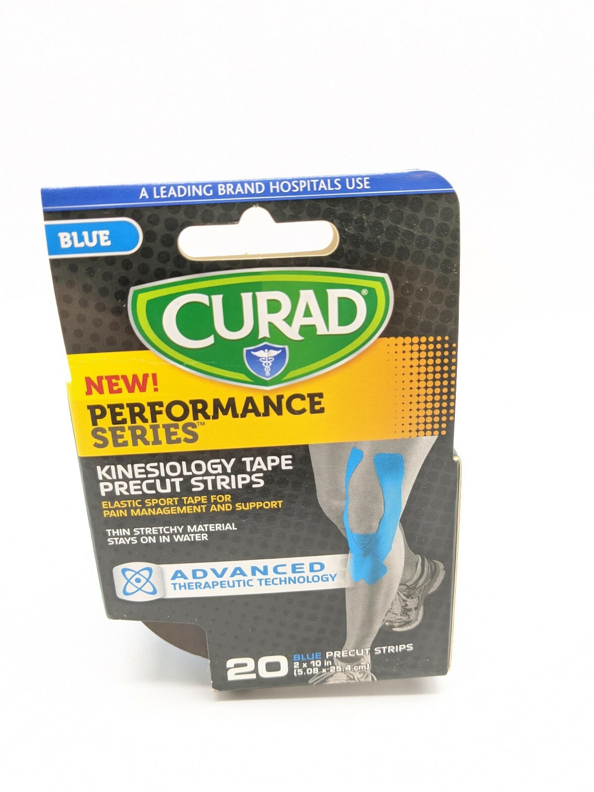 CURAD Kinesiology Tape – Pain Management and Support – Precut Strips 2″X10″ Blue