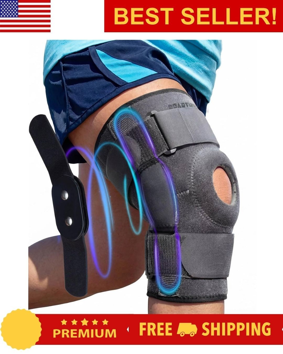 Knee Brace Hinged Support ACL, MCL, Meniscus, Pain Relief Stabilizer Adjustable
