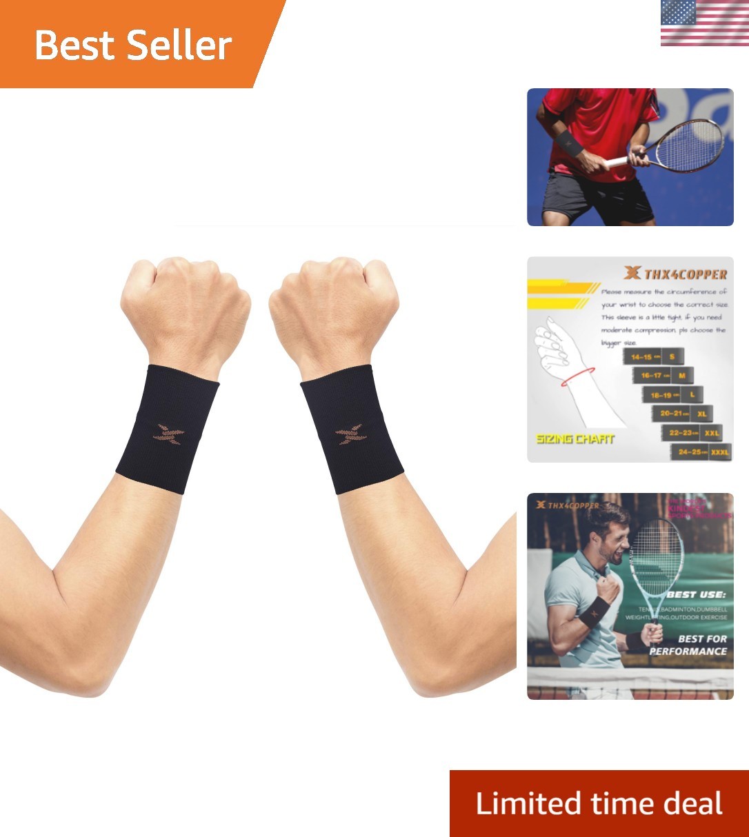Compression Wrist Sleeve – Copper Infused Wrist Support for Men &Women-Improv…