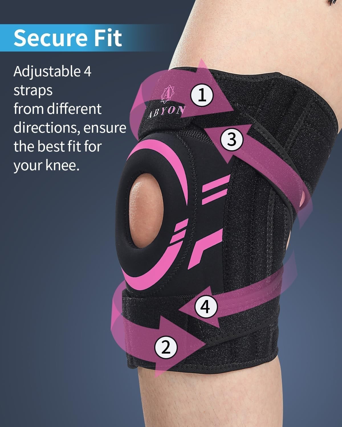Knee Brace for Men & Women Maximum Support w/Side Stabilizers & Patella Gel Pink