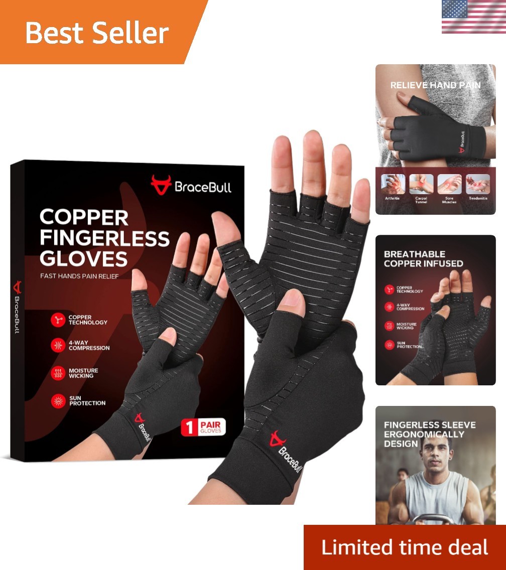 Ergonomic Fingerless Arthritis Gloves – Copper Infused Compression for Comfort
