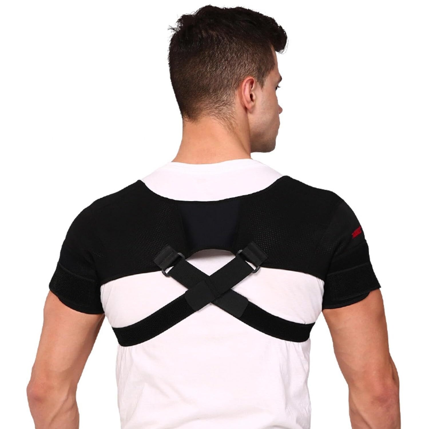 Double Shoulder Brace Torn Rotator Cuff Pain Relief Support Sleeve Adjustable
