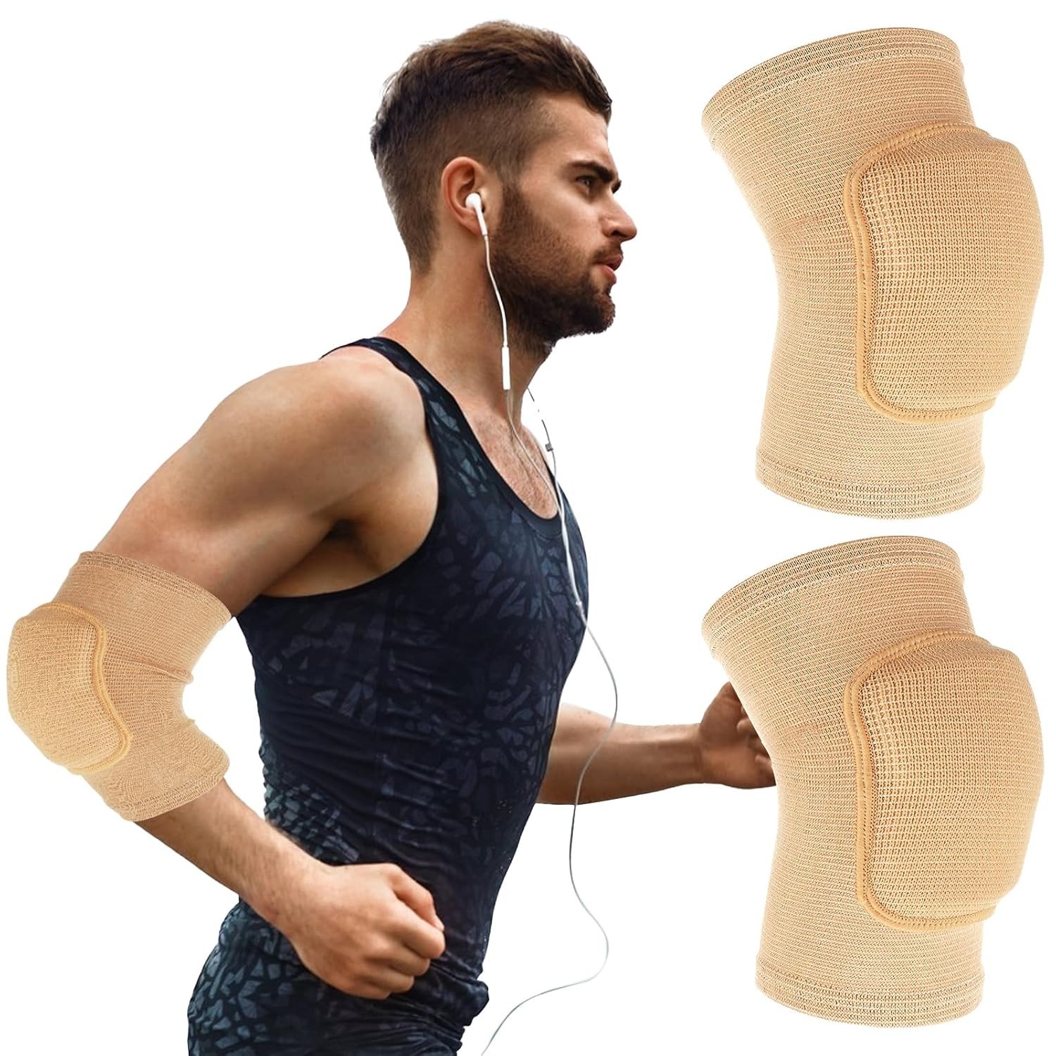 Arm Brace Pads Elbow Protector Strap Pair, Breathable Anti-Collision Sponge T…