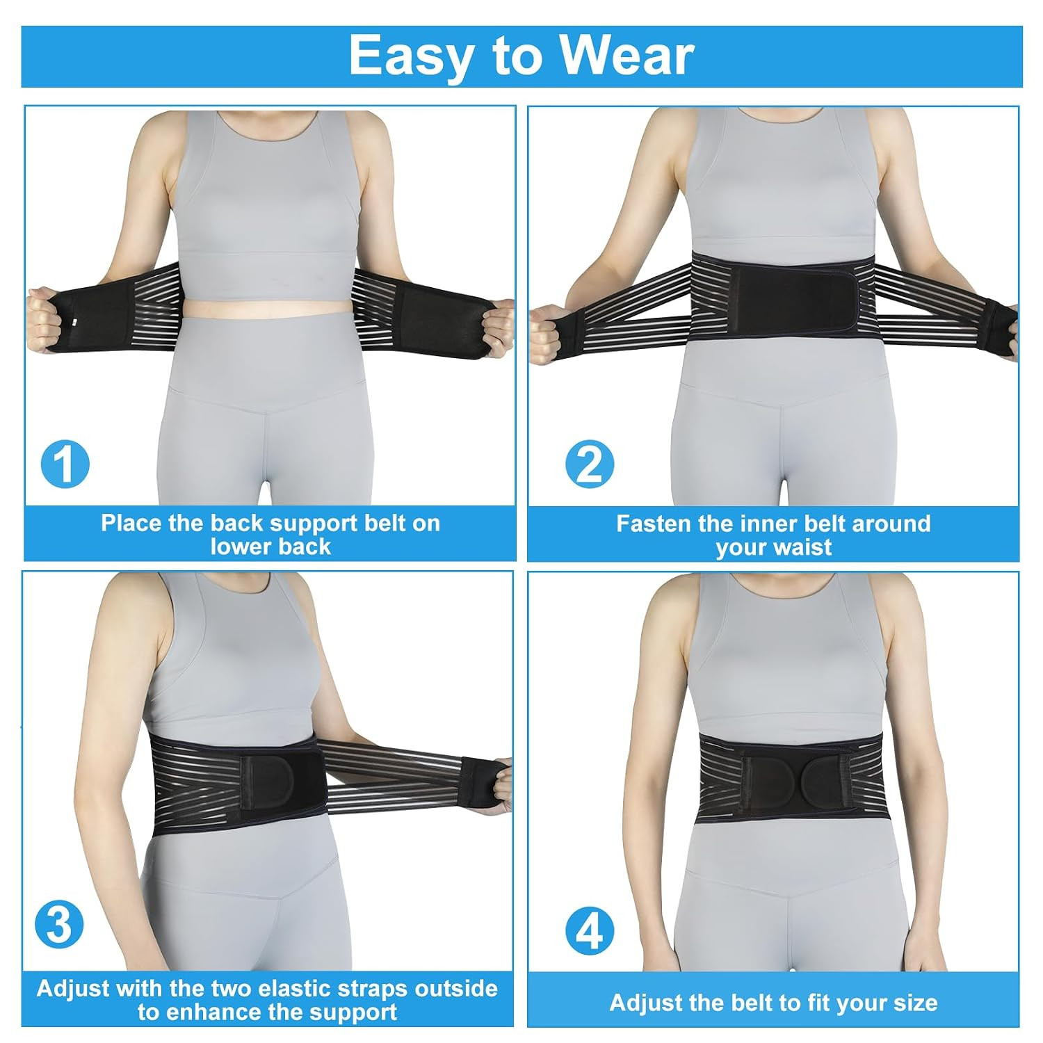 Back Brace for Lower Back Pain Relief, Lumbar Support Belt for Men&Women | for W