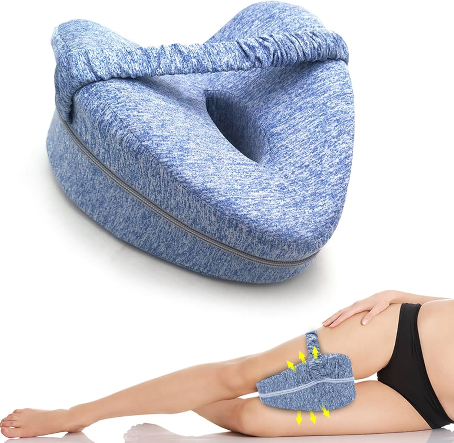 Memory Foam Knee Pillow for Side Sleepers, Adjustable Leg Support for Alignment
