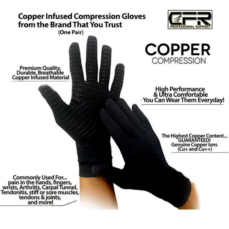 Copper Compression Gloves for Carpal Tunnel Arthritis Pain Therapeutic Brace NCW