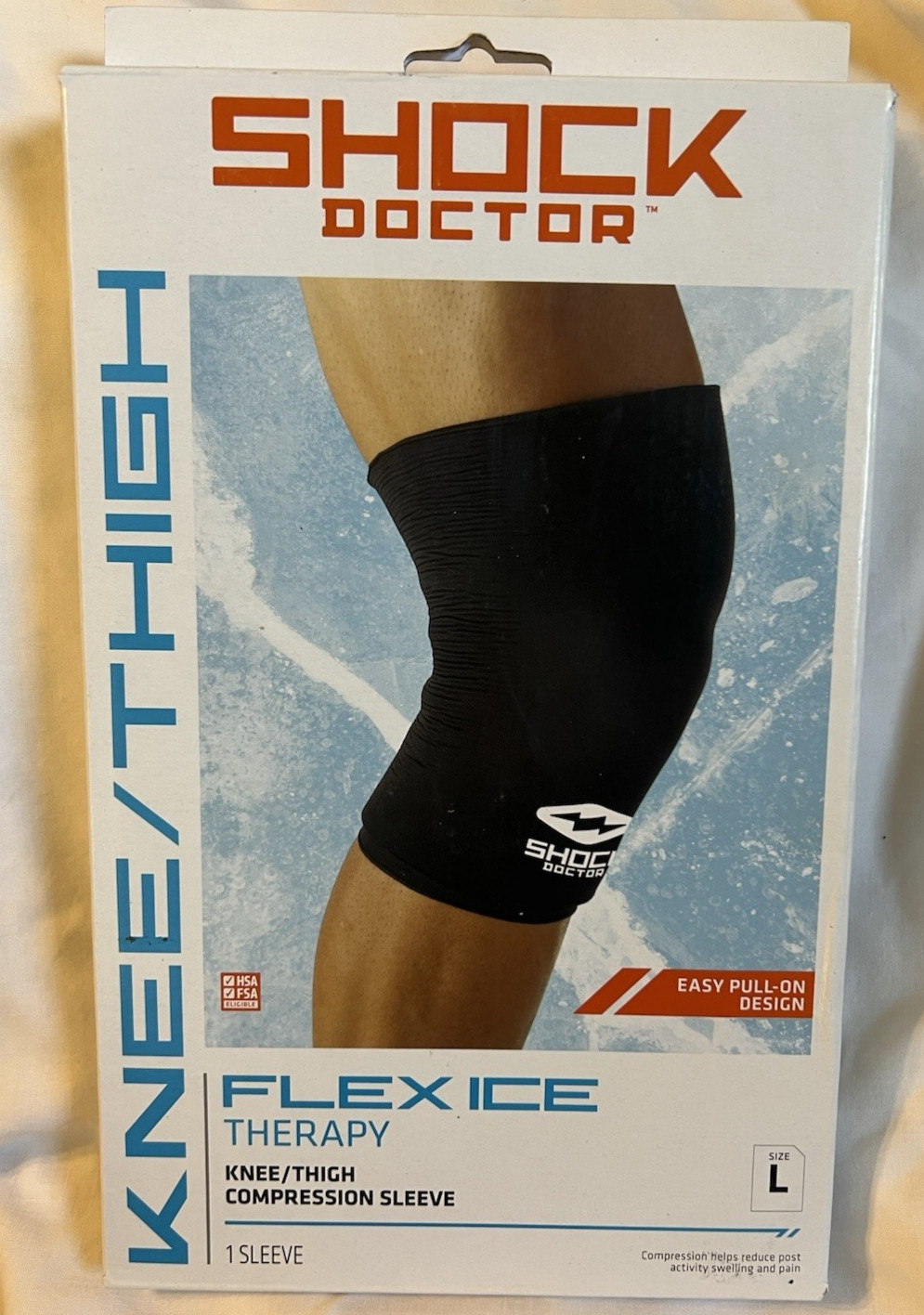 Shock Doctor Recovery Flex Ice Therapy Knee Thigh Compression Sleeve, Size L