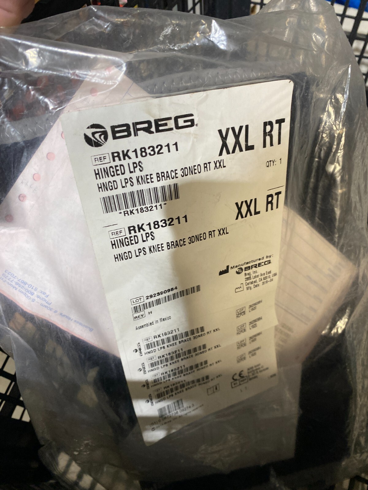 Breg Bledsoe- RK183211- Hinged LPS Knee Brace, 3D Neoprene XXL RT