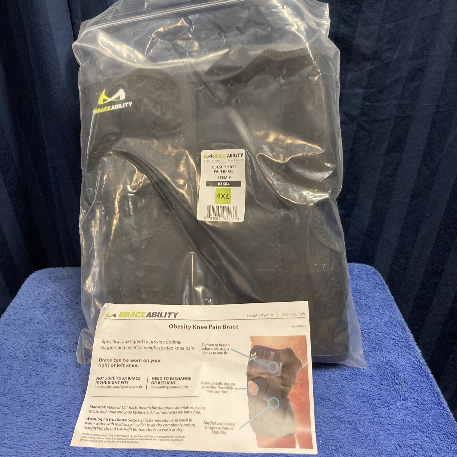 Braceability Plus-Size Black Knee Brace 4XL Q5