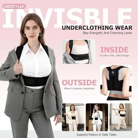 Posture Corrector Back Brace Adjustable Shoulder Support Pain Relief M 28-34