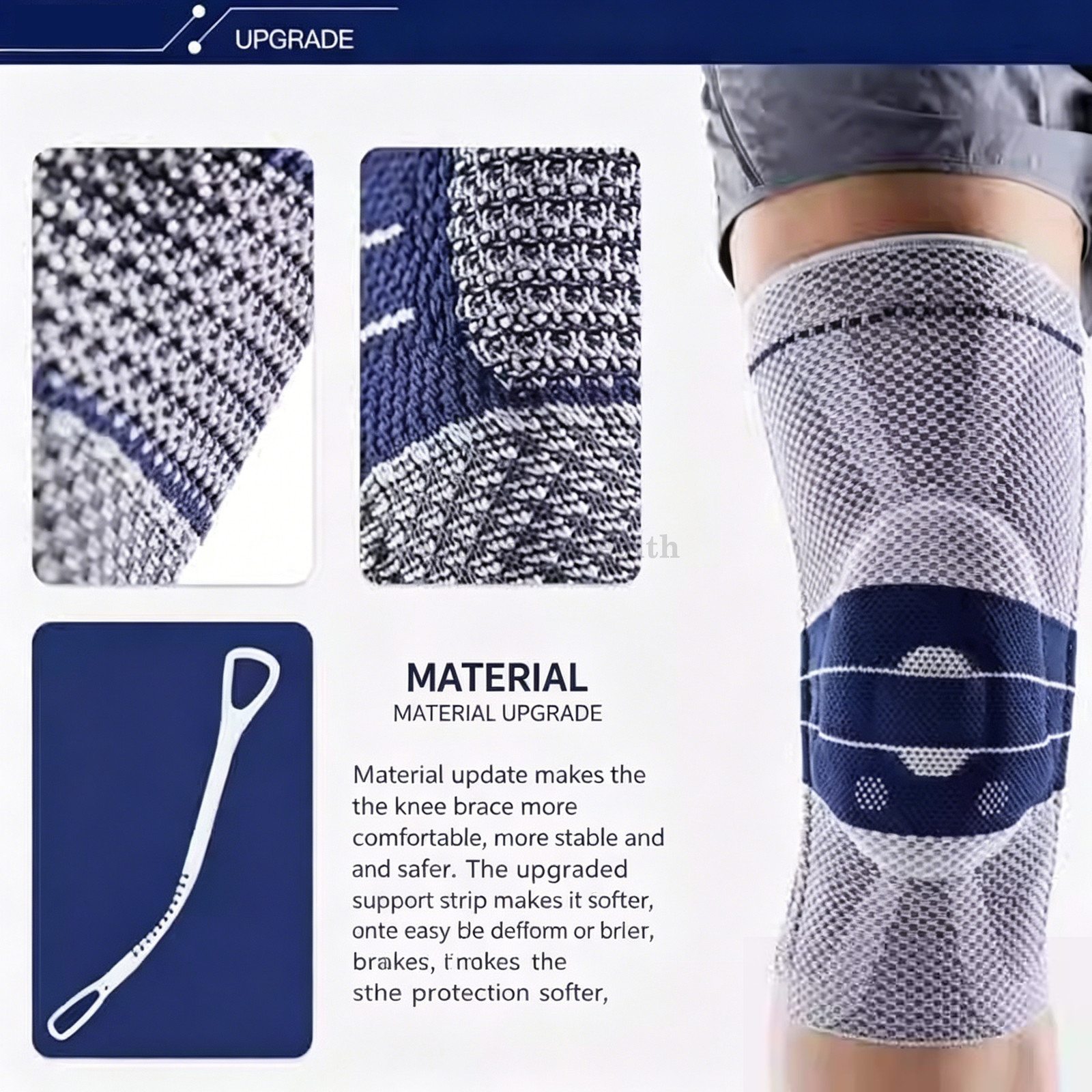 3D Knit Knee Compression Sleeve Silicone Gel Pad for Sports Joint Pain Relief
