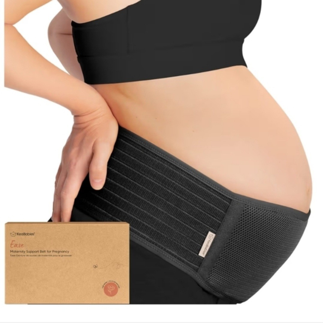 KeaBabies Ease Maternity Support Belt Adjustable Black Elastic Abdominal Support