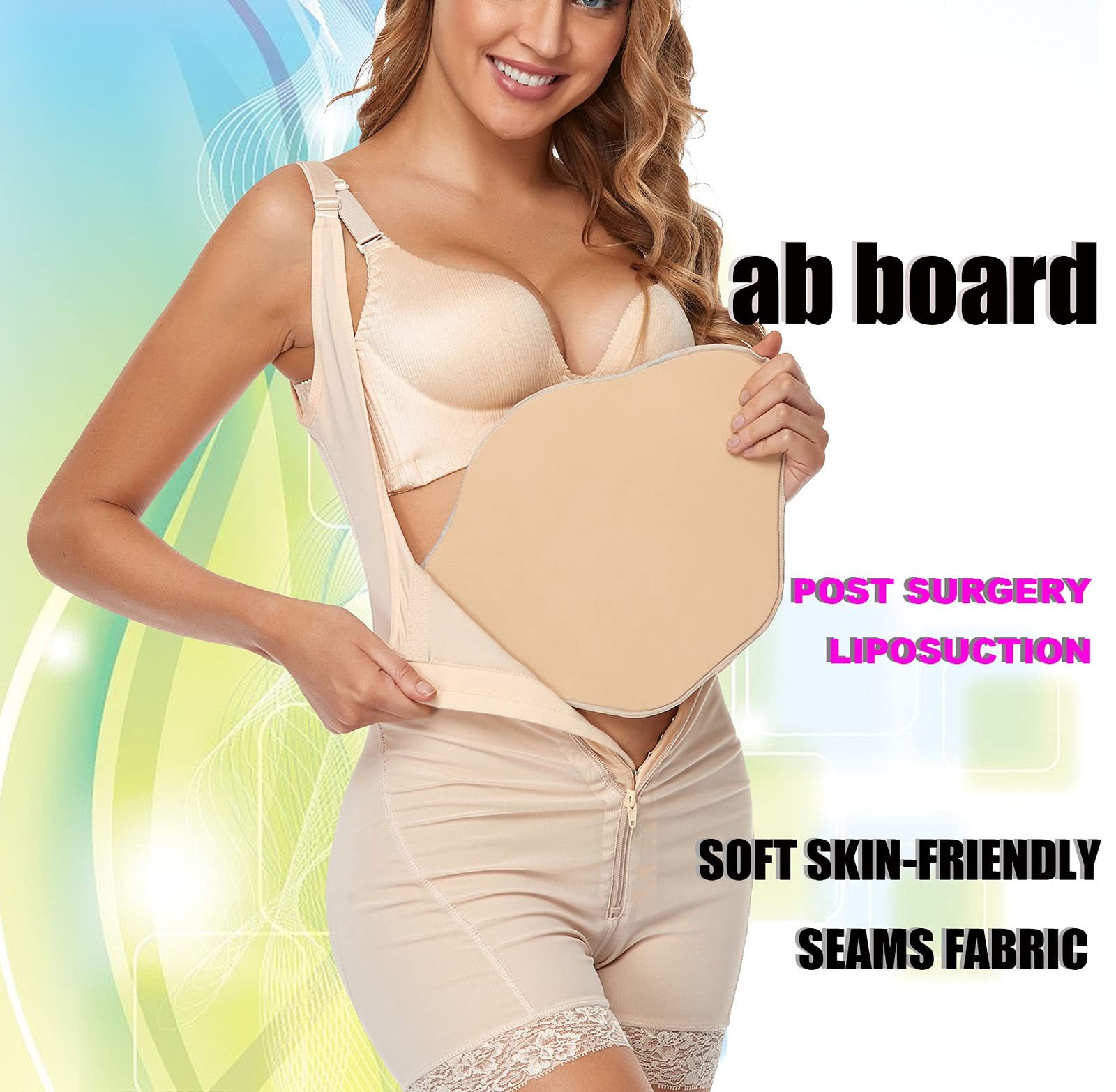 Moolida Lipo Foam Compression Ab Board Post Surgery Abdominal One Size, Beige