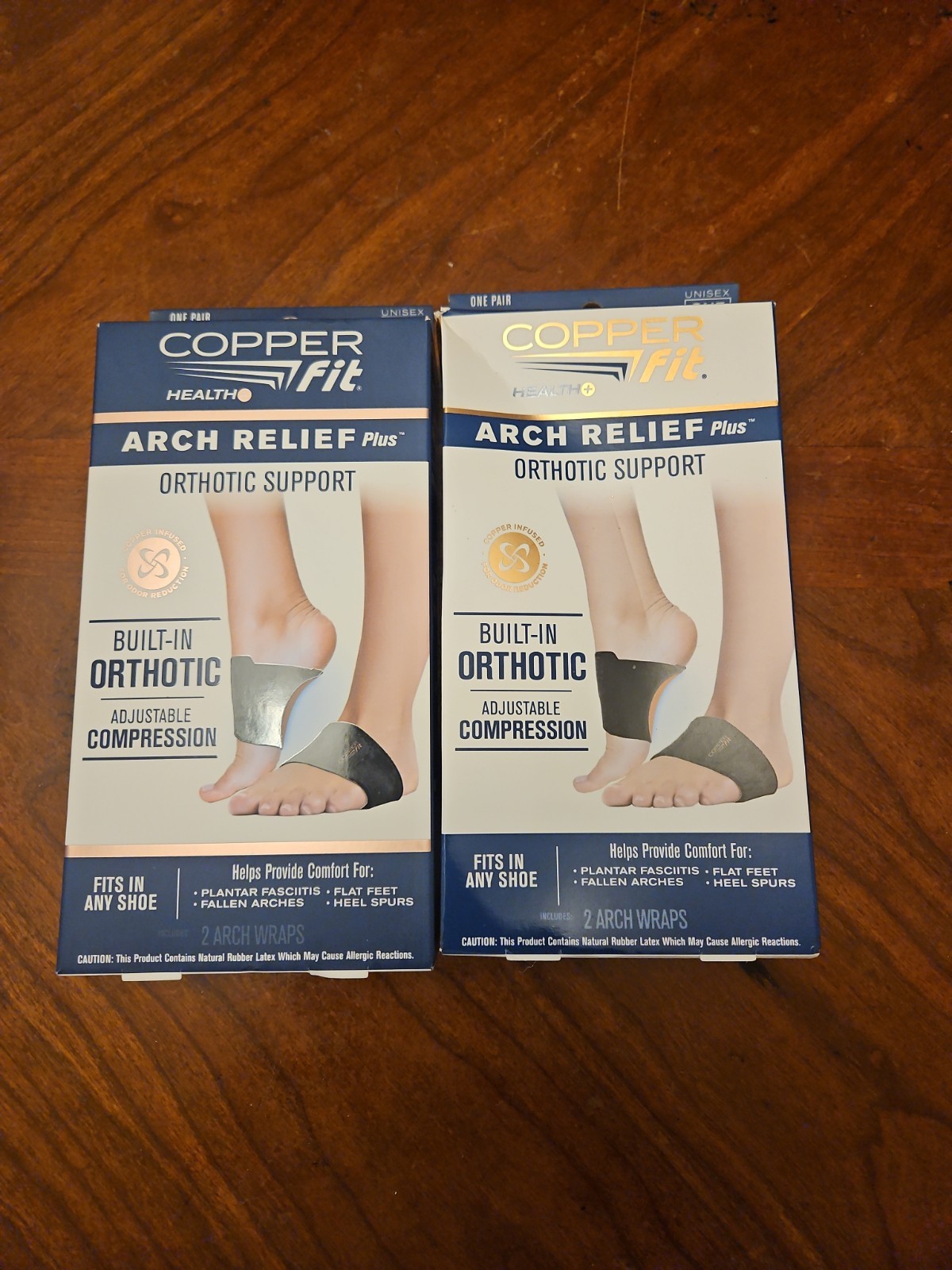 2x COPPER FIT ARCH RELIEF PLUS ORTHOTIC SUPPORT ADJUSTABLE ONE SIZE NIB