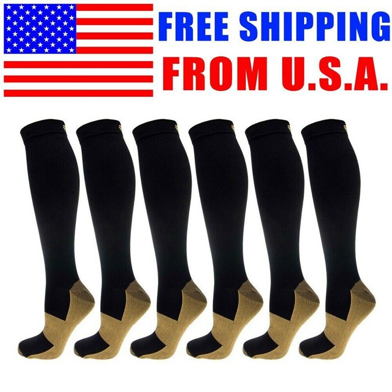 Men Compression Socks 20-30 mmHG Knee High Stockings Support Protective Gear US