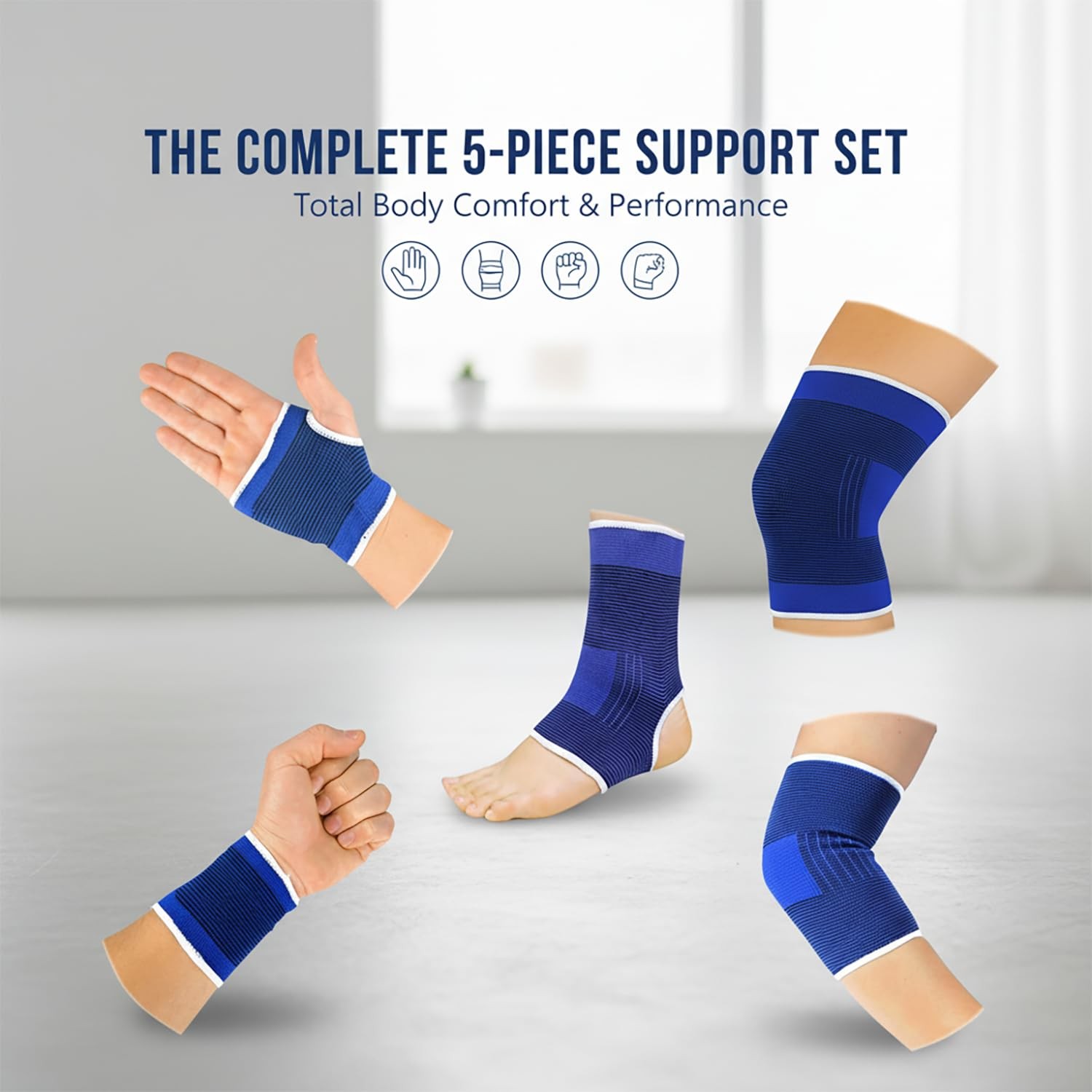 10-Piece Compression Support Brace Set for Knee, Elbow, Wrist Palm & Ankle