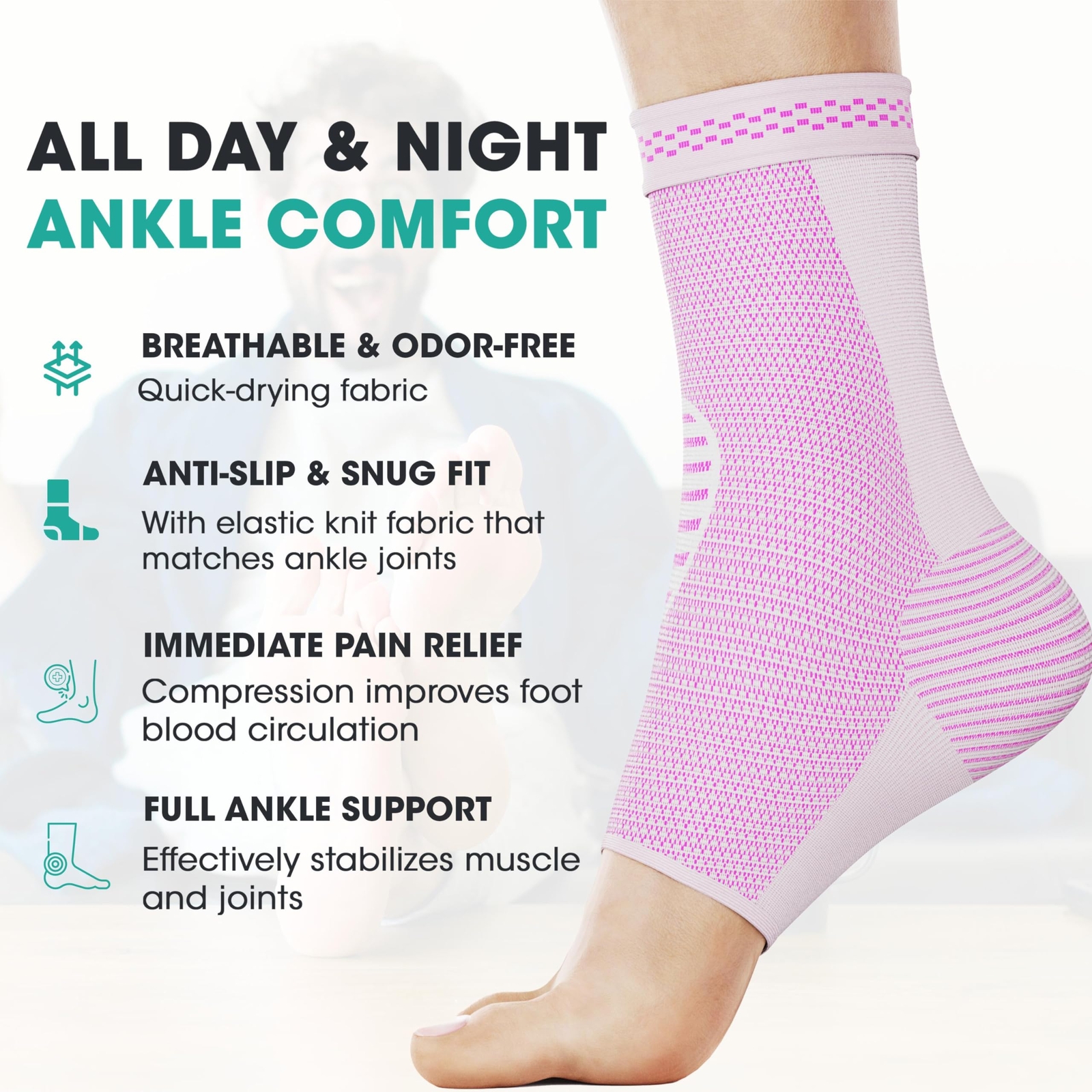 2 Pack Ankle Brace Compression Sleeve | Injury Recovery, Joint Pain and More …