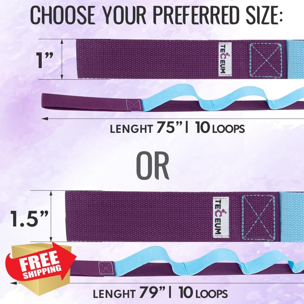 TECEUM Stretching Strap with 10 Loops for Physical Therapy and Rehab | Non-El…