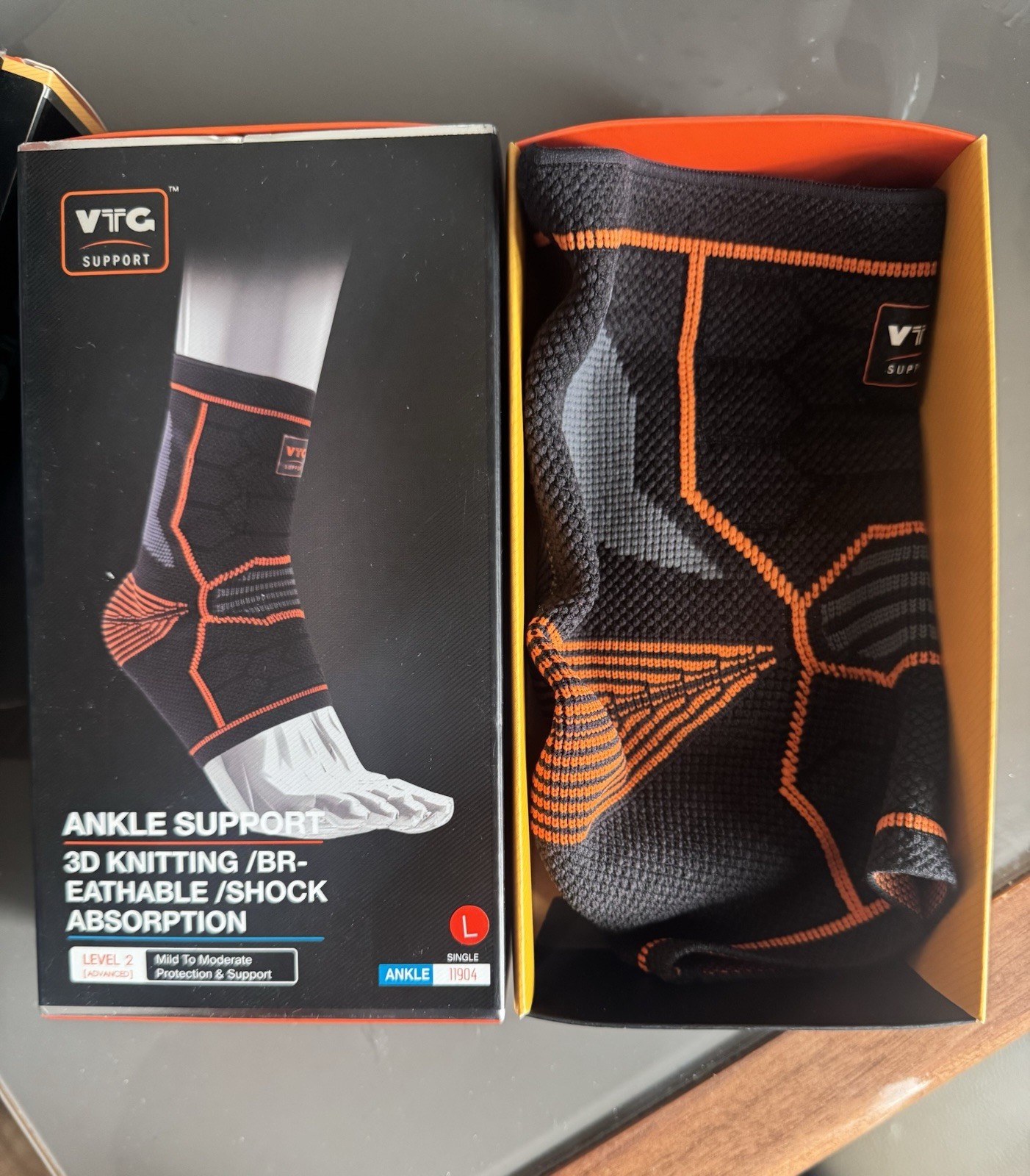 VTG Ankle Support Brace 3D Knitting Gel Pad Compression Sleeve Level 2