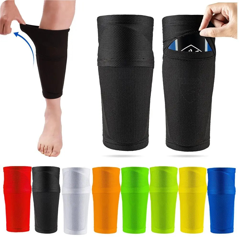 Pocket Kids Boys Men Sports Leg Guard Sleeves Instep Socks Football Shin Holder