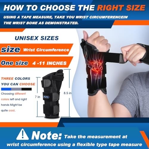 Carpal Tunnel Wrist Brace with Thumb Support,Adjustable Night Thumb Spica Splint