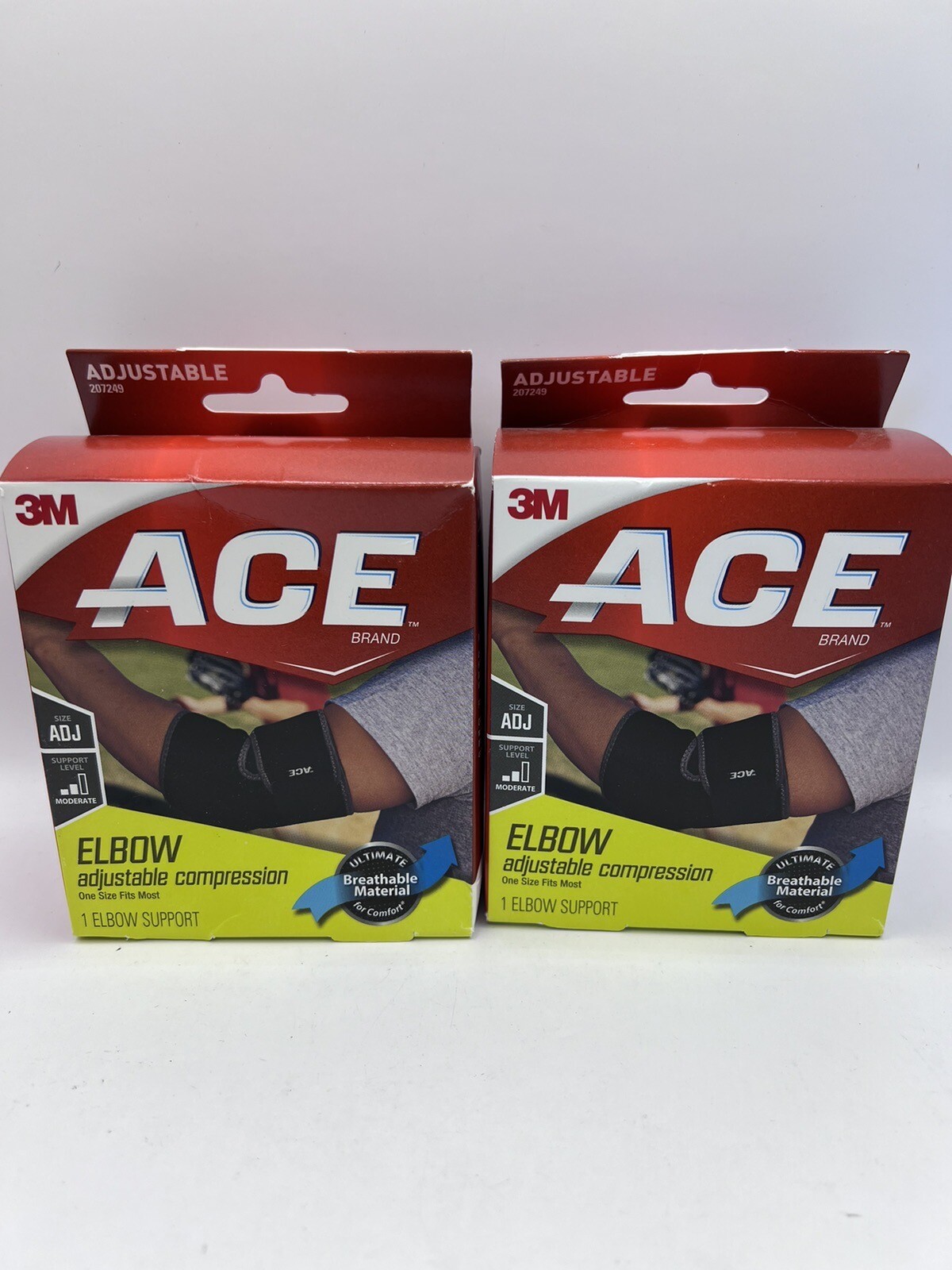 3M Ace 207249 Elbow Support, Adjustable Compression, Moderate Support Lot Of 2