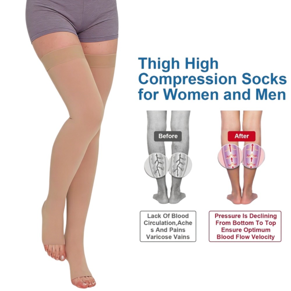 Leg Brace Support Knee Thigh High Compression Socks Stockings Pain Relief