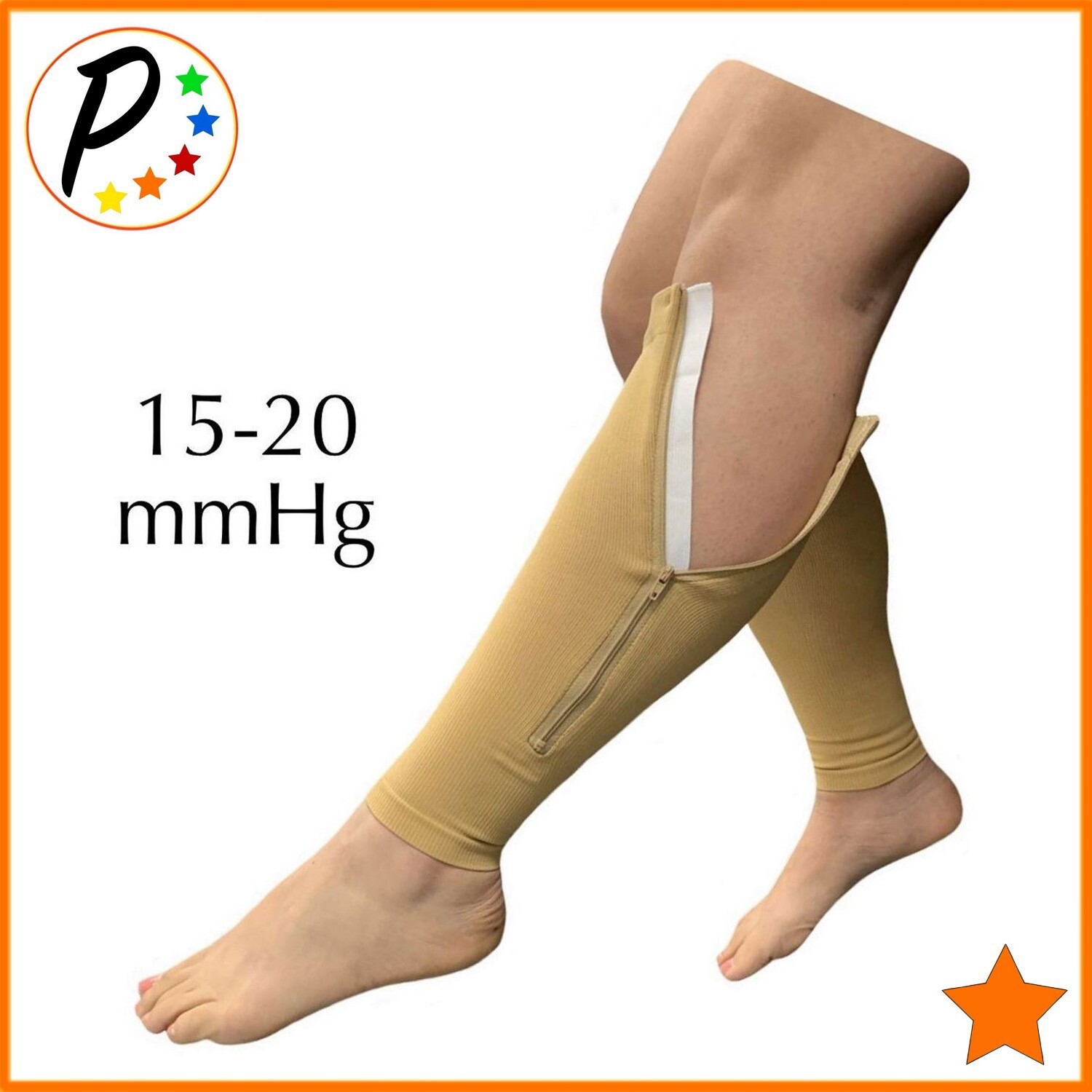 🟠 Presadee Footless 15-20 mmHg Compression Leg Calf Shin Sleeve With Zipper