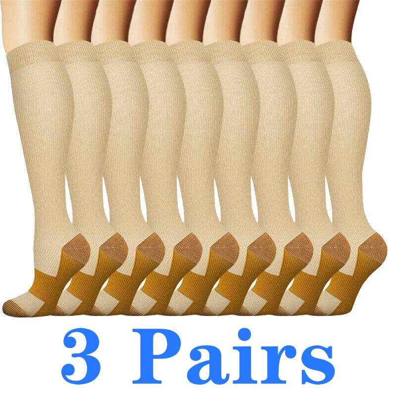 3 Pairs Closed Toe Socks Knee High Compression Socks 20-30 mmHg Medical Grade-Ⅱ