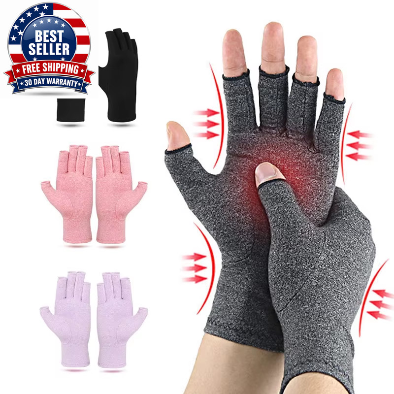 Relieve Hand Discomfort with 1Pair Fingerless Compression Gloves