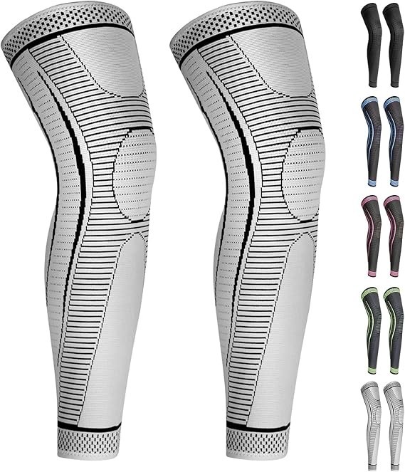 2 Pack Full Leg Compression Sleeves for Men And Women Long Knee Brace Support…