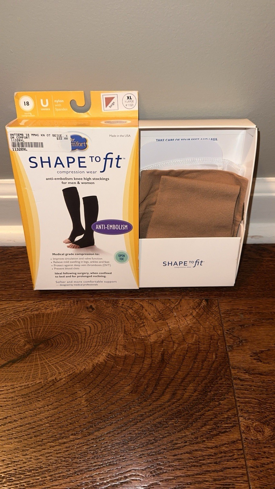 Dr. Comfort Shape to Fit Compression Wear Unisex Open Toe Beige XL 11320 NEW