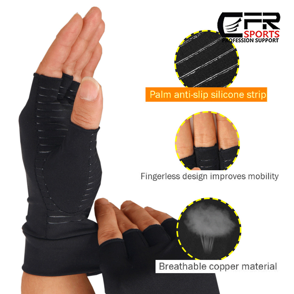 1 PAIR Copper Arthritis Compression Gloves Hand Support Joint Pain Relief CFR HG
