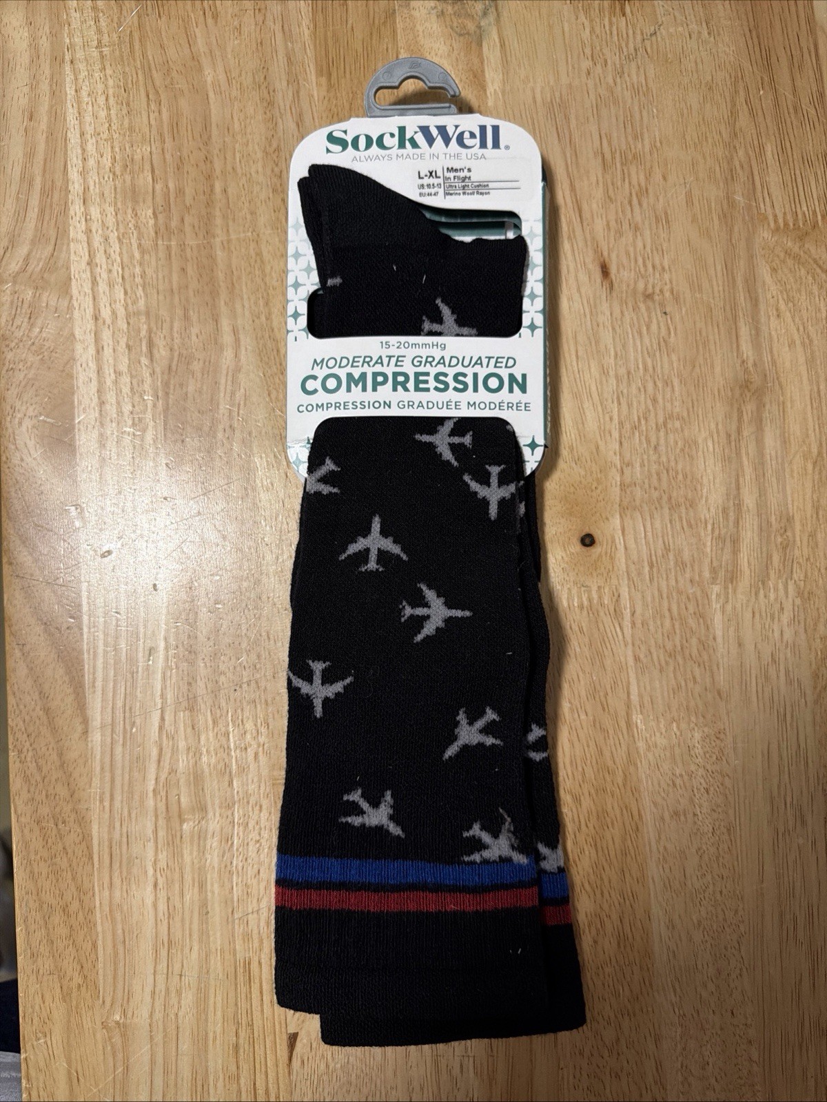 Men’s In Flight Moderate Graduated Compression Sock, Black – L/XL