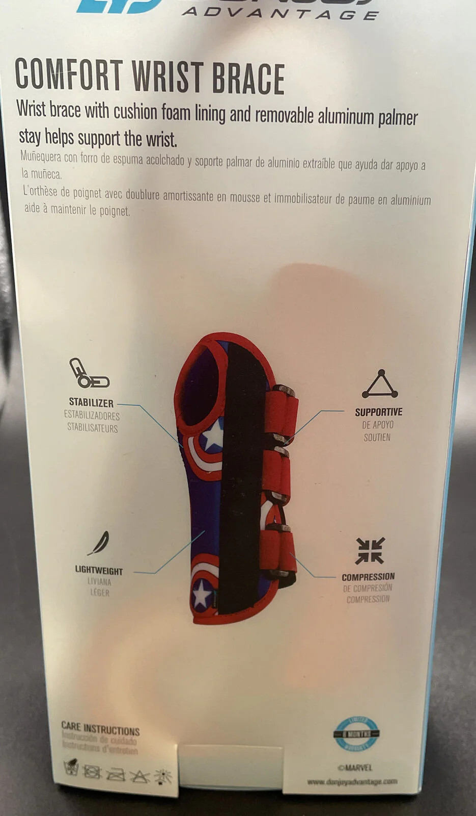DONJOY Advantage Kids Marvel Captain America Comfort Wrist Brace Right