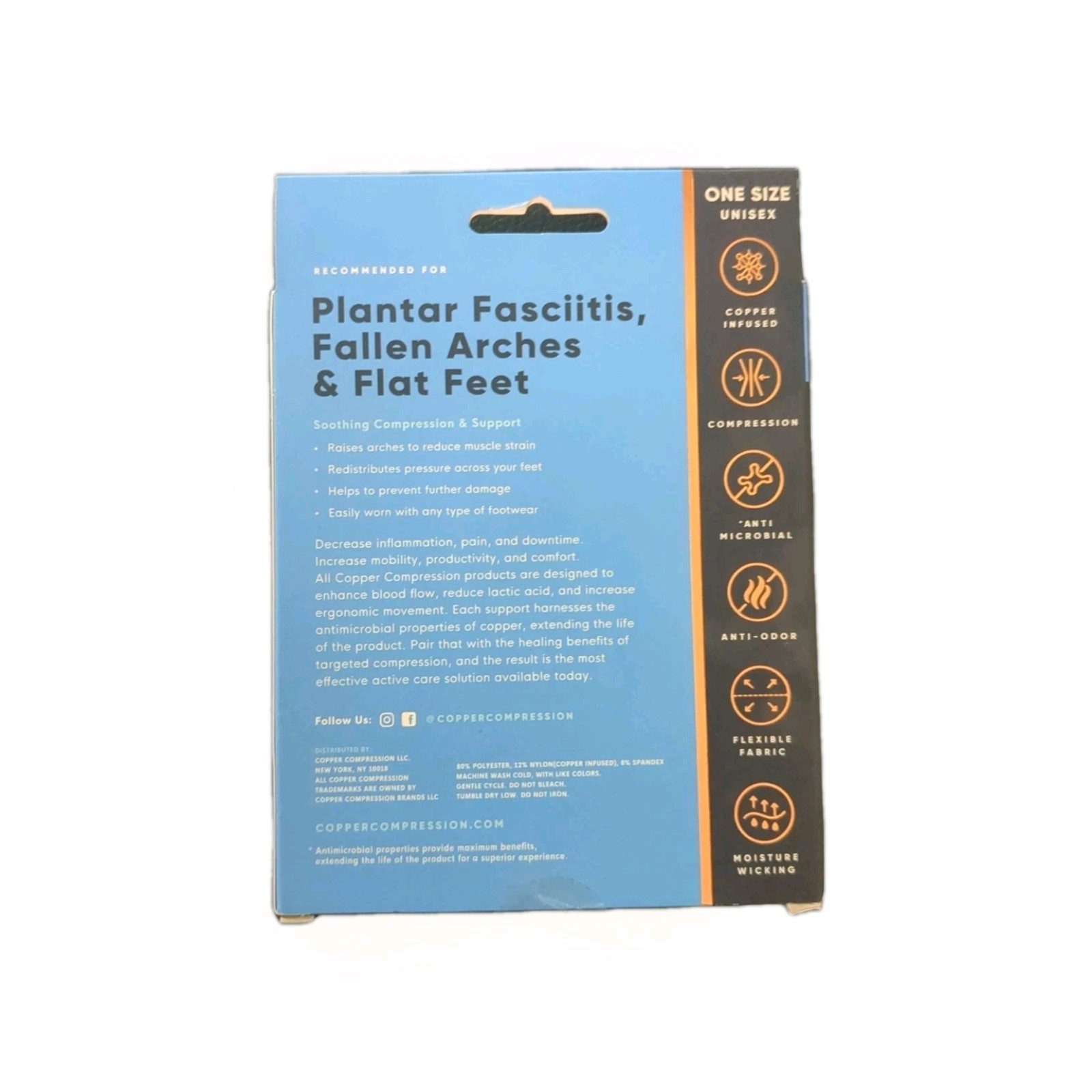 Copper Compression Arch Support Maxumum Copper Advantage Non-Slip 1 Pair Black