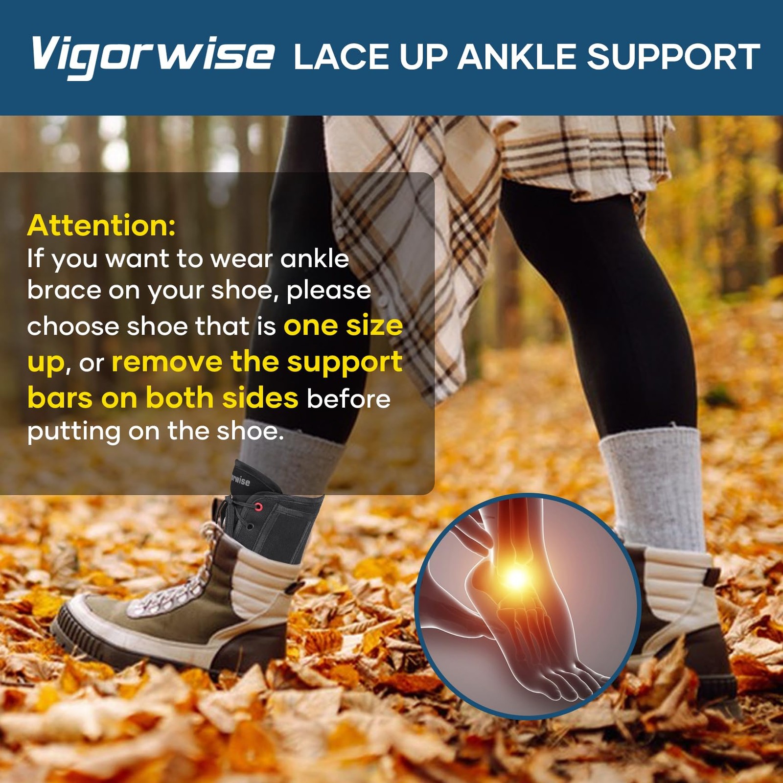 Ankle Brace Sprained Ankle Lace Up Stabilizer Achilles Support Dark Black L