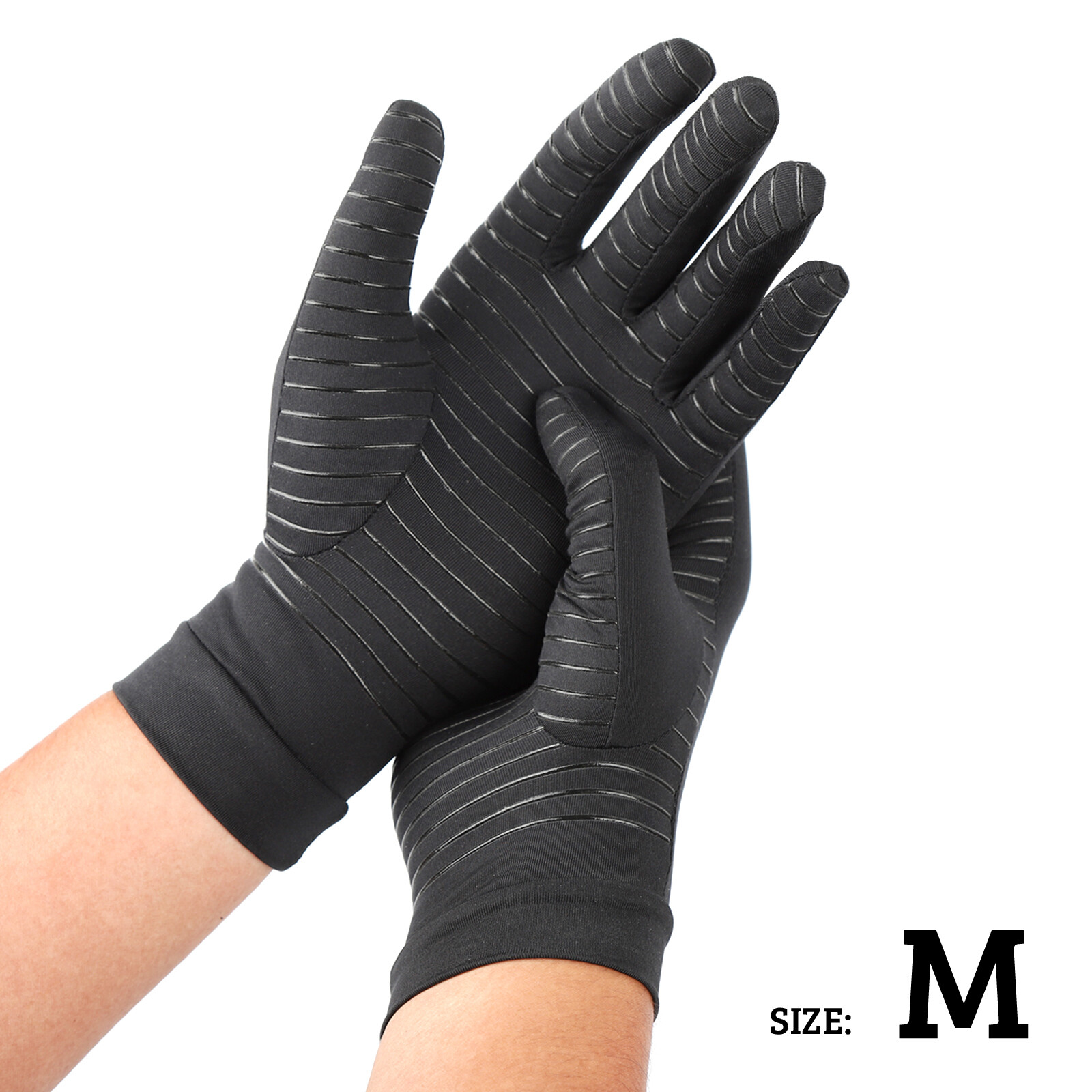3Pairs Full Finger Copper compression Gloves Anti Arthritis Wrist Support Glove